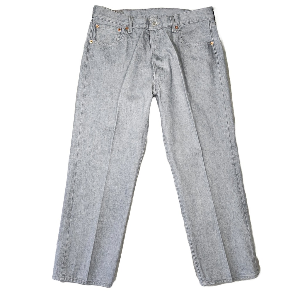Levis 501 Jeans‎ Mens 38x30 Gray Denim Straight Leg Retro Cowboy Western Classic